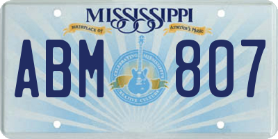 MS license plate ABM807