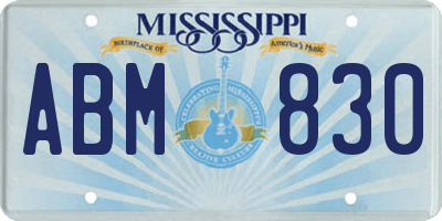 MS license plate ABM830