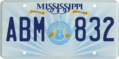 MS license plate ABM832