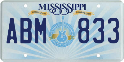 MS license plate ABM833