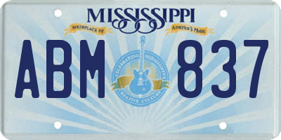 MS license plate ABM837