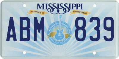 MS license plate ABM839