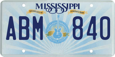 MS license plate ABM840