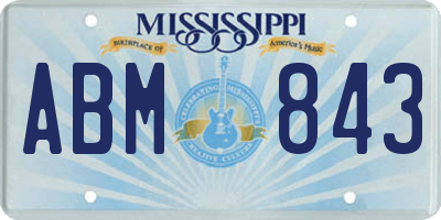 MS license plate ABM843