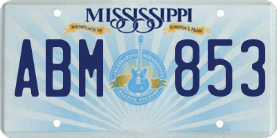 MS license plate ABM853