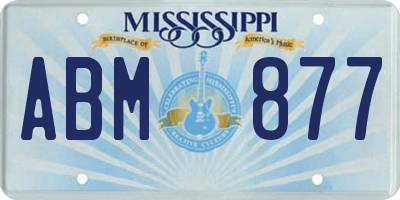 MS license plate ABM877