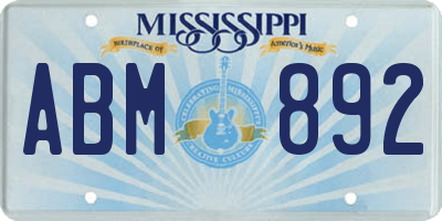 MS license plate ABM892