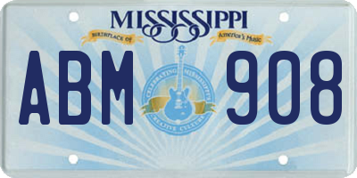 MS license plate ABM908