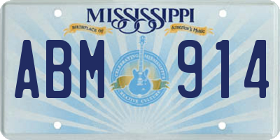 MS license plate ABM914