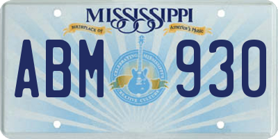 MS license plate ABM930