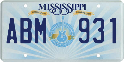 MS license plate ABM931