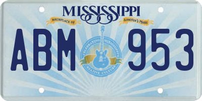 MS license plate ABM953