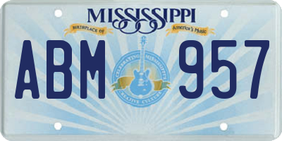 MS license plate ABM957