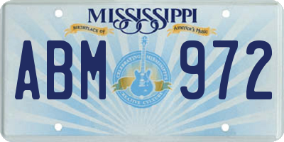 MS license plate ABM972