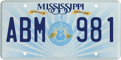 MS license plate ABM981