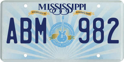 MS license plate ABM982