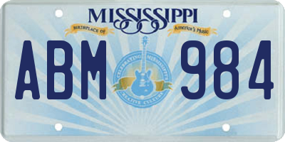 MS license plate ABM984