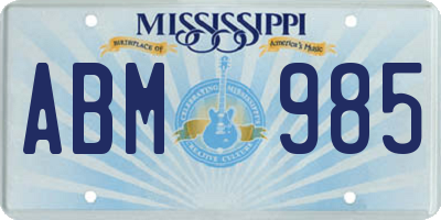 MS license plate ABM985