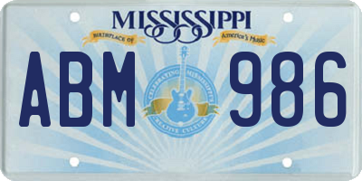 MS license plate ABM986