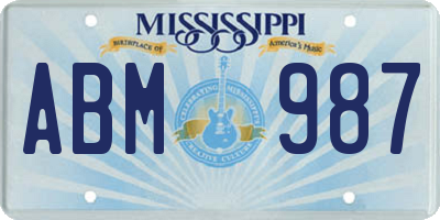 MS license plate ABM987