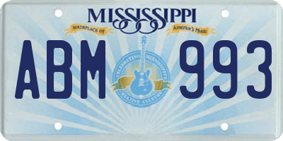 MS license plate ABM993