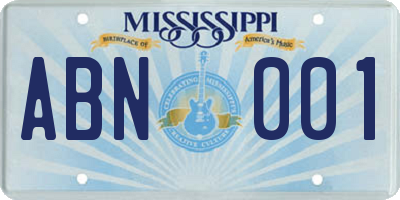 MS license plate ABN001