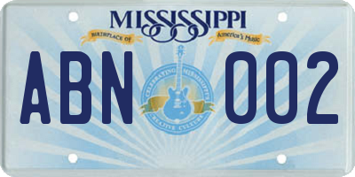 MS license plate ABN002