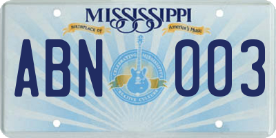 MS license plate ABN003