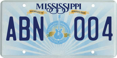 MS license plate ABN004