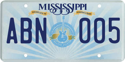 MS license plate ABN005