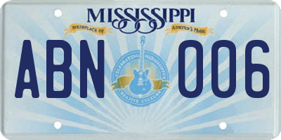 MS license plate ABN006