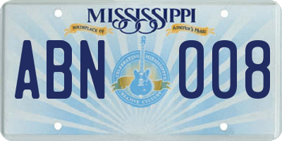 MS license plate ABN008