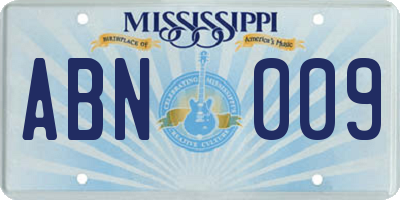 MS license plate ABN009