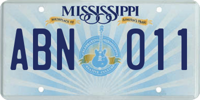 MS license plate ABN011