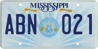 MS license plate ABN021