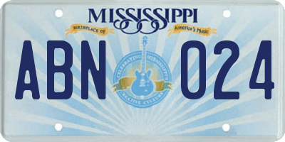 MS license plate ABN024