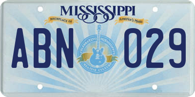 MS license plate ABN029