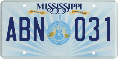 MS license plate ABN031