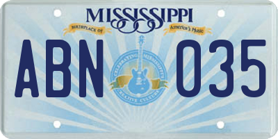 MS license plate ABN035