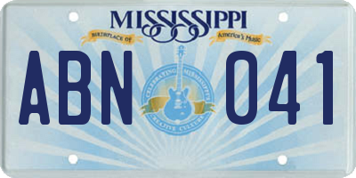 MS license plate ABN041