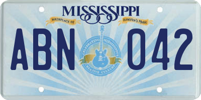 MS license plate ABN042