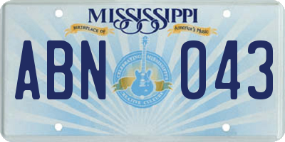 MS license plate ABN043