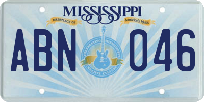 MS license plate ABN046