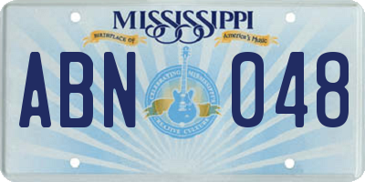 MS license plate ABN048