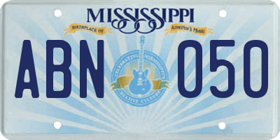 MS license plate ABN050