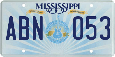 MS license plate ABN053