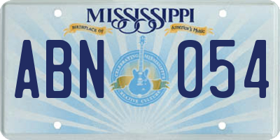 MS license plate ABN054