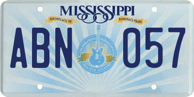 MS license plate ABN057