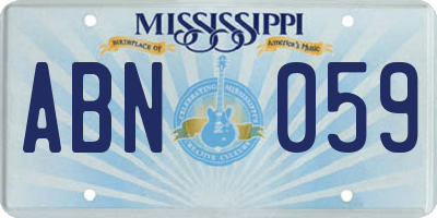 MS license plate ABN059