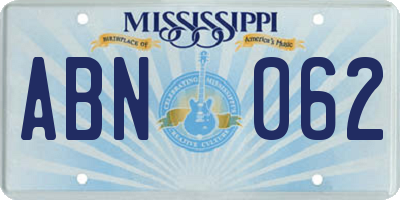 MS license plate ABN062